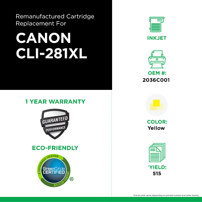 NEXTPAGE CLI-281XXL - Tinta Amarilla De Repuesto Para Canon CLI 281 CLI