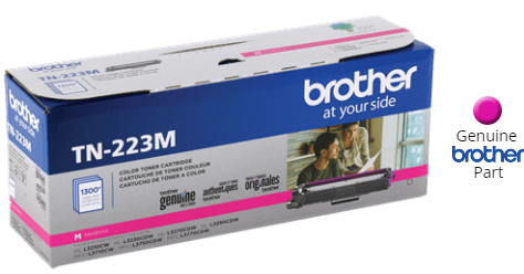 OEM Brother TN223M Toner Cartridge, Magenta, 1300-page, Use in HL-L3210CW  HL-L3230CDW HL-L3270CDW HL-L3290CDW MFC-L3710CW MFC-L3750CDW MFC-L3770CDW