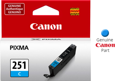OEM Canon CLI-251 C, 251, 6514B001, CLI-251 Ink Cartridge, Cyan, 304-page,  Use in PIXMA MG5420 MG5422 MG6320 MG5622 MX722 MX922 iP7220 MG5520 MG5522