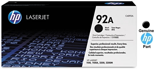 Ga naar beneden Parasiet schakelaar HP C4092A 92A Toner Cartridge Black LaserJet 1100 1100a 1100ase xi 1100se  1100xi 3200 3200m 3200se - Sun Data Supply