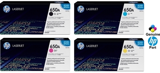 OEM HP CE270A, CE271A, CE272A, CE273A, 650A Toner Cartridge, Pack (black &  color), Use in Color LaserJet CP5525 Enterprise CP5520 Series CP5525dn